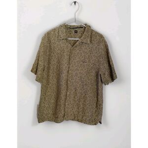 ISDA & CO Shirt Men M Green Button Up Short Sleeve Linen casual